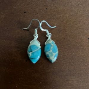 Wire Wrapped Picture Jasper Earrings on Sterling Silver